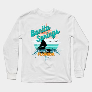 Bonita Springs Florida Retro Exploding Sunset Long Sleeve T-Shirt